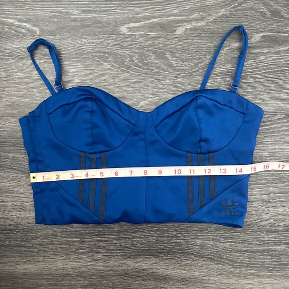 Adidas Blue Bralette crop top/ Corset Style, Size Medium - Picture 2 of 6